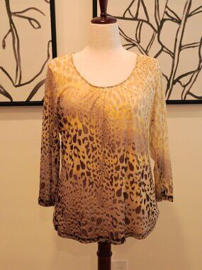 Chico's Leopard Print Ombre Peasant Blouse (Chico's SZ 3)
